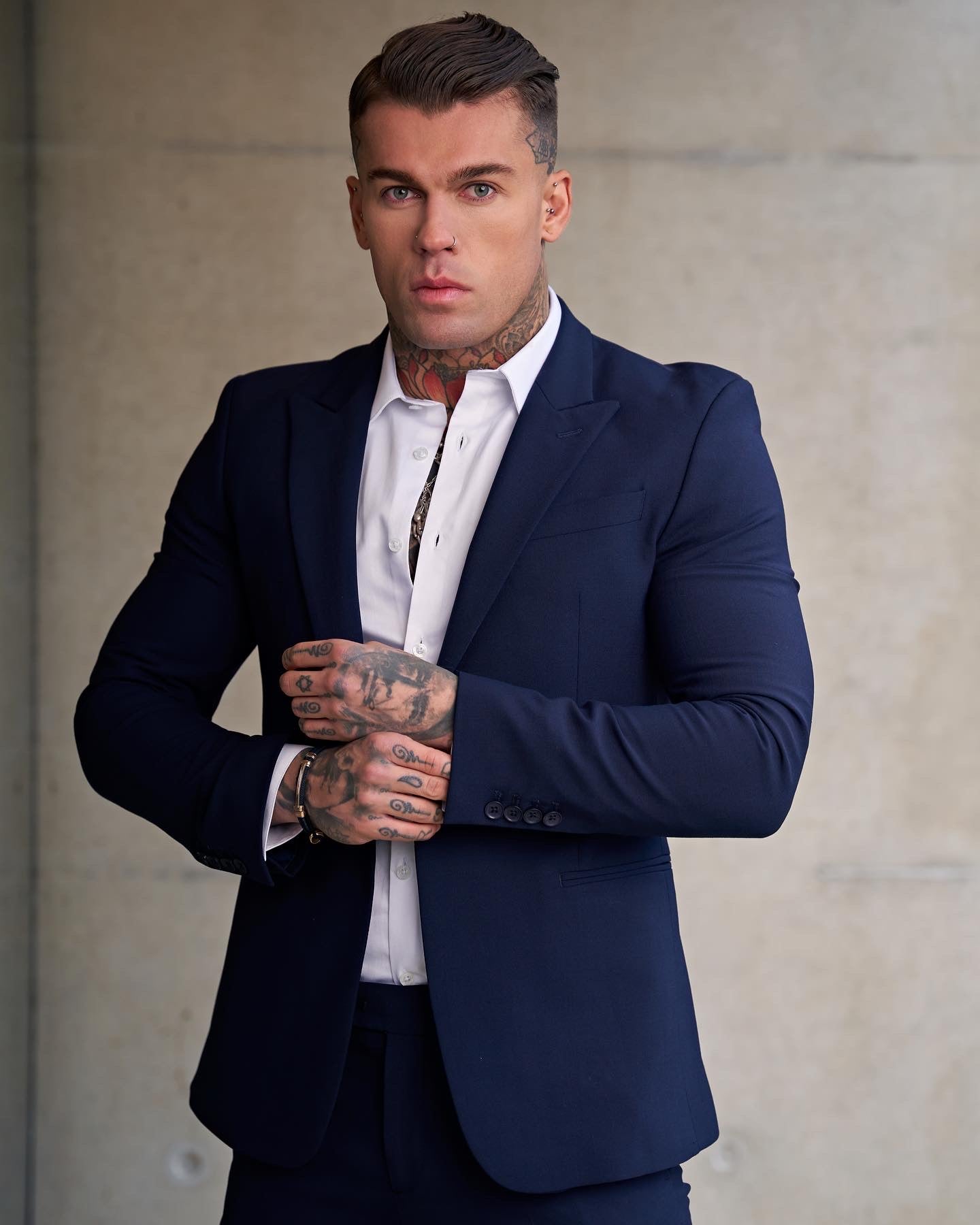 Slim Formal Plain Navy Stretch Trousers - FST009