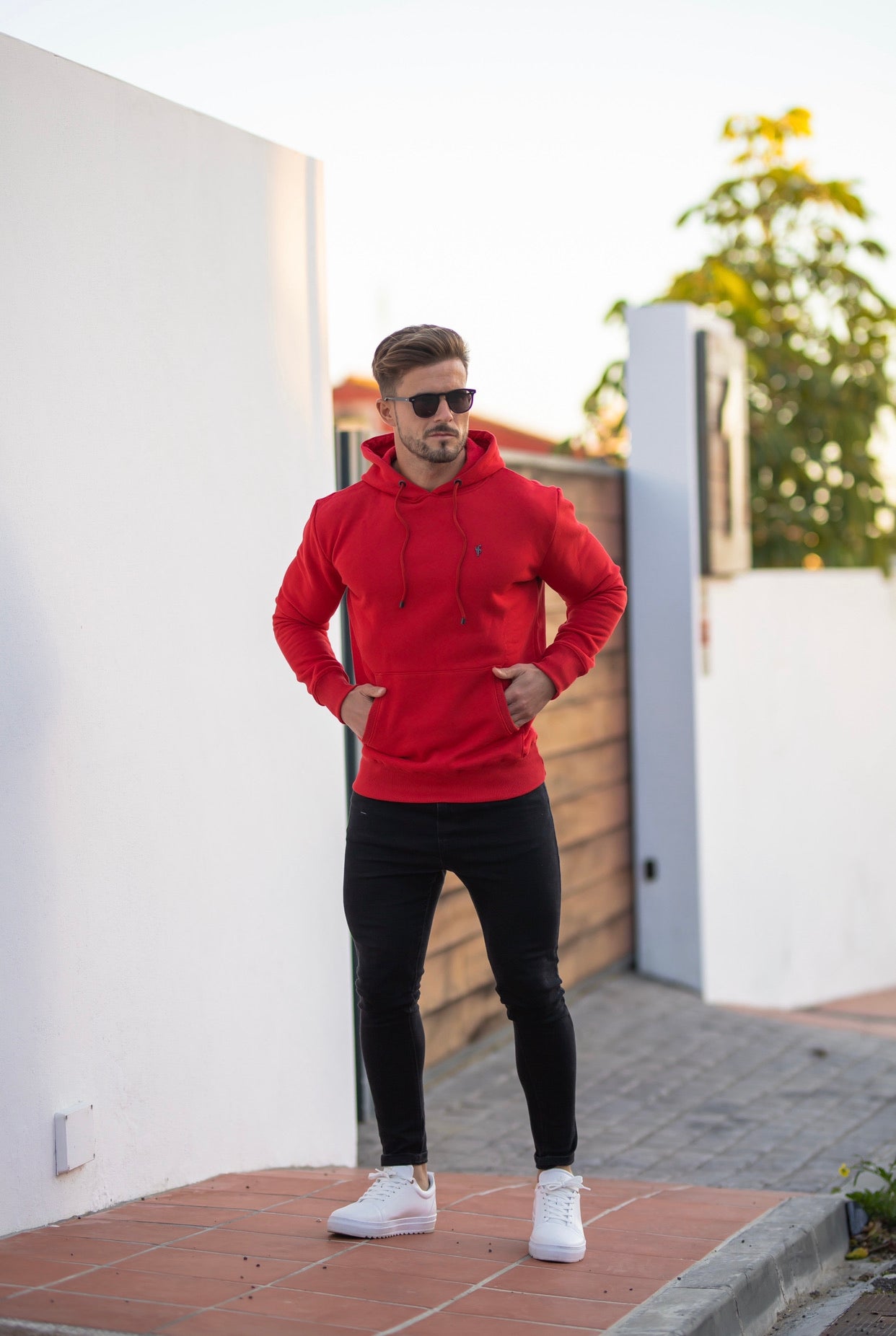 Red & Black Overhead Hoodie Jumper - FSH549