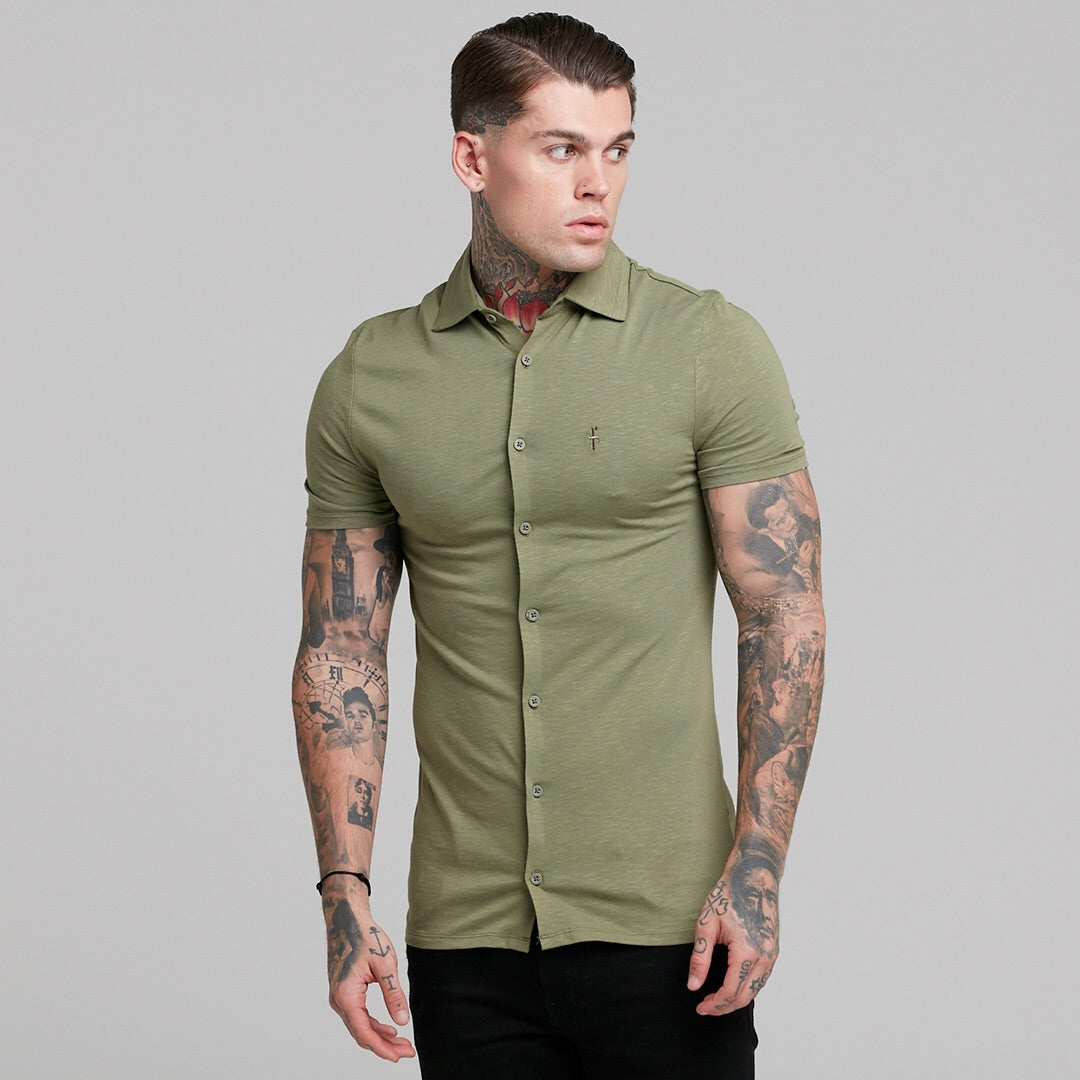 Super Slim Khaki Jersey Short Sleeve - FSH014 (LAST CHANCE)
