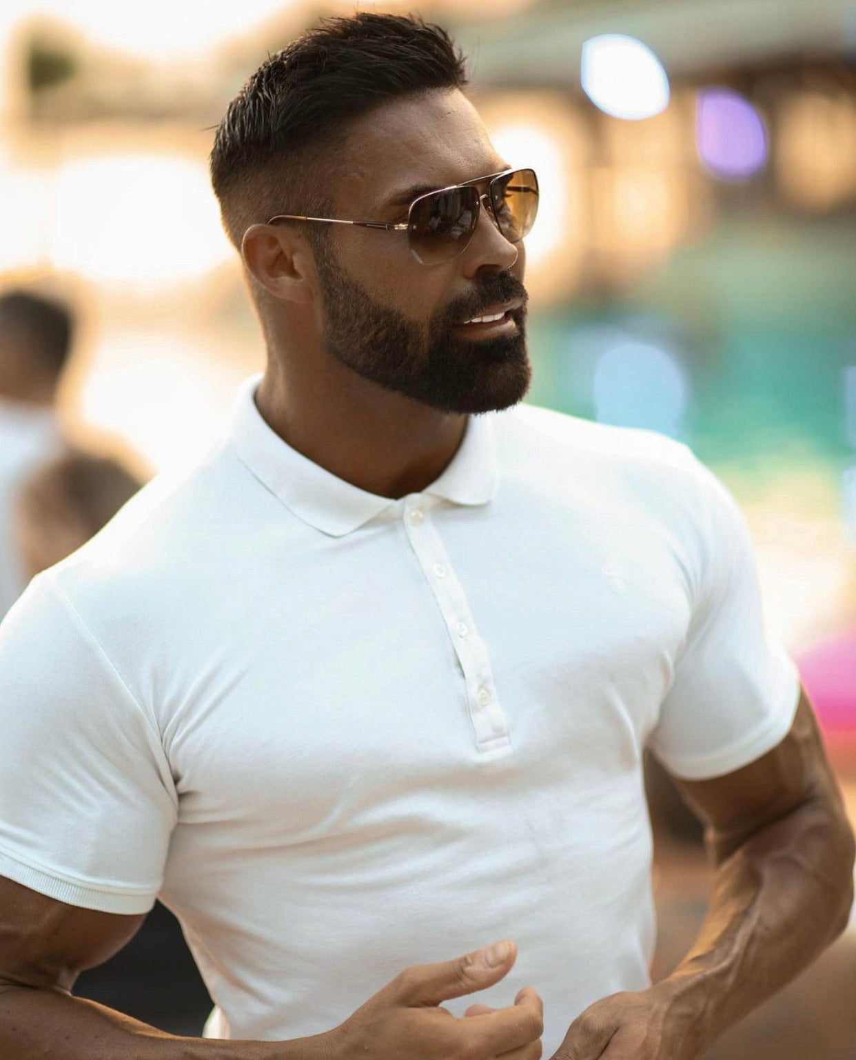 Classic White Polo Shirt with white embroidery - FSH387