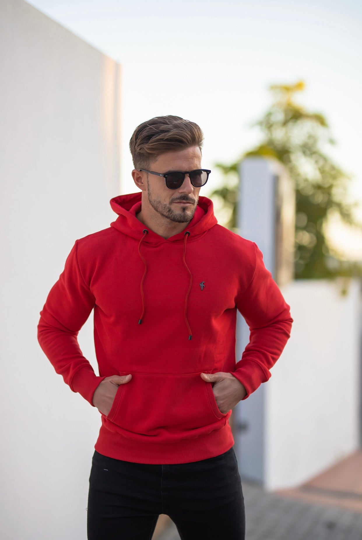Red & Black Overhead Hoodie Jumper - FSH549