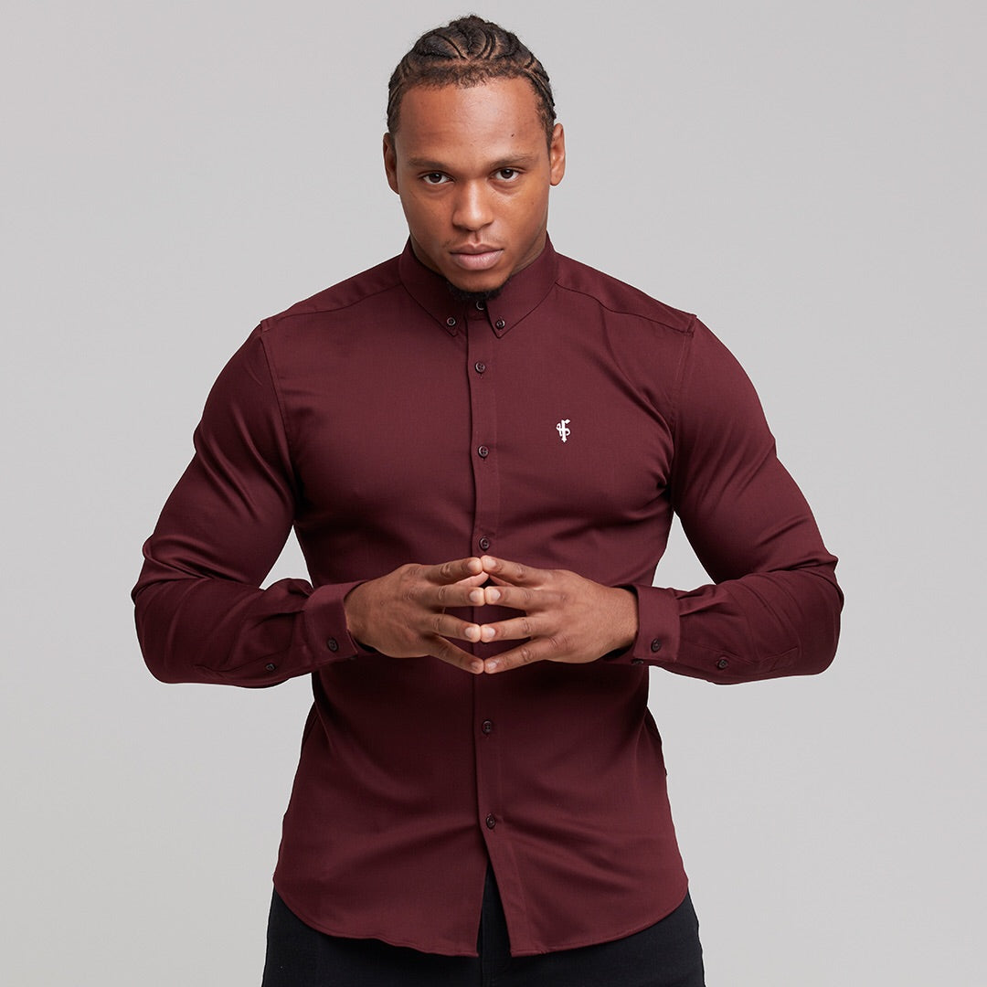Super Slim Stretch Burgundy Denim Long Sleeve - FS212