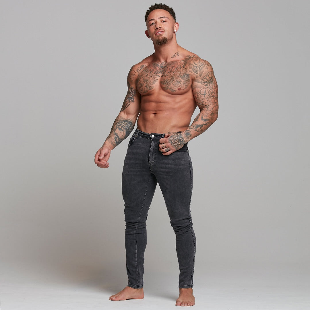 Slim Stretch Black Acid Wash Jeans - FSH301