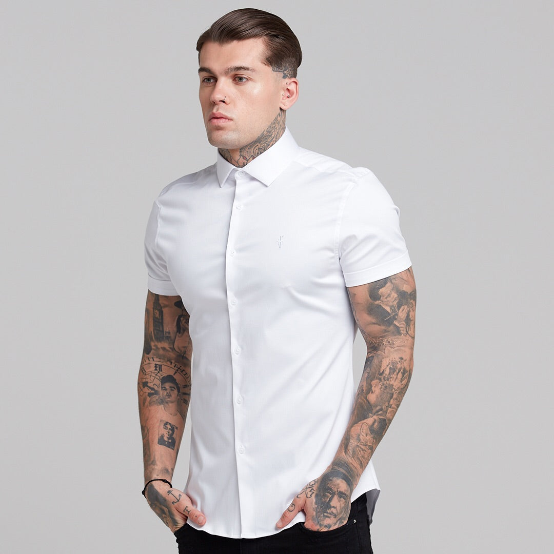 Slim Sateen Classic White with White Embroidery - FS395
