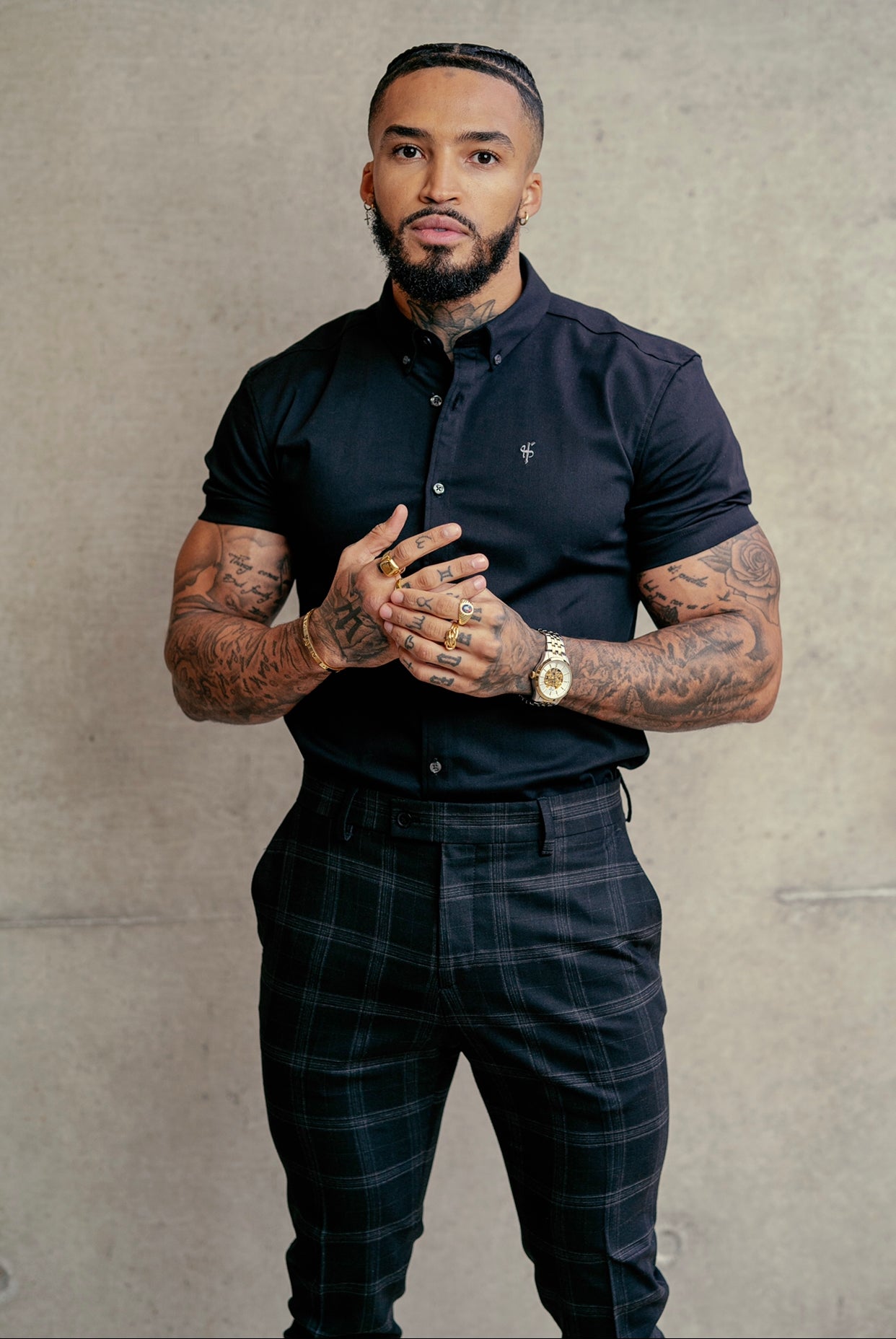 Slim Formal Large Charcoal Check Stretch Trousers - FST007