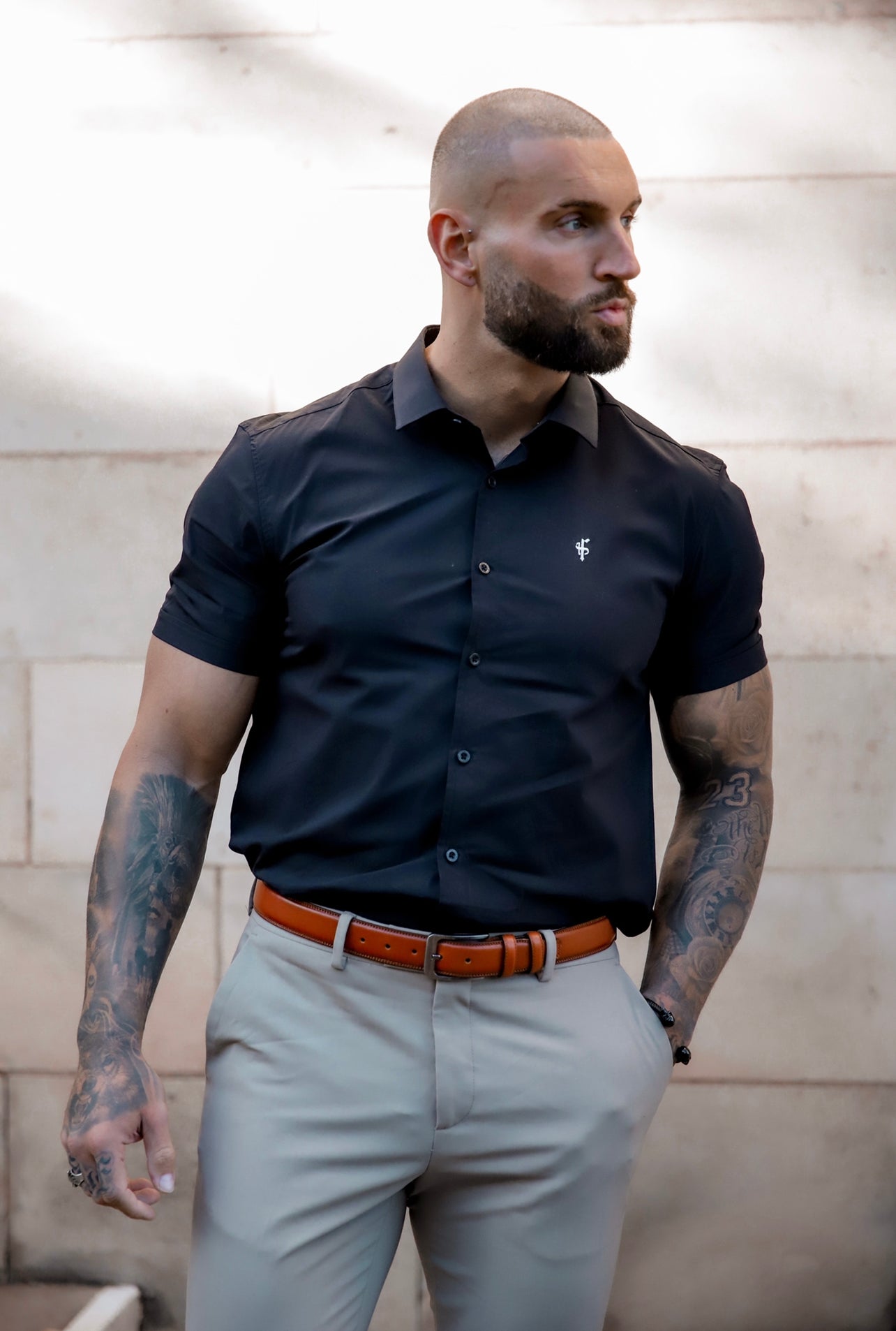 Boxy Stretch Black Short Sleeve - FSBOXY899