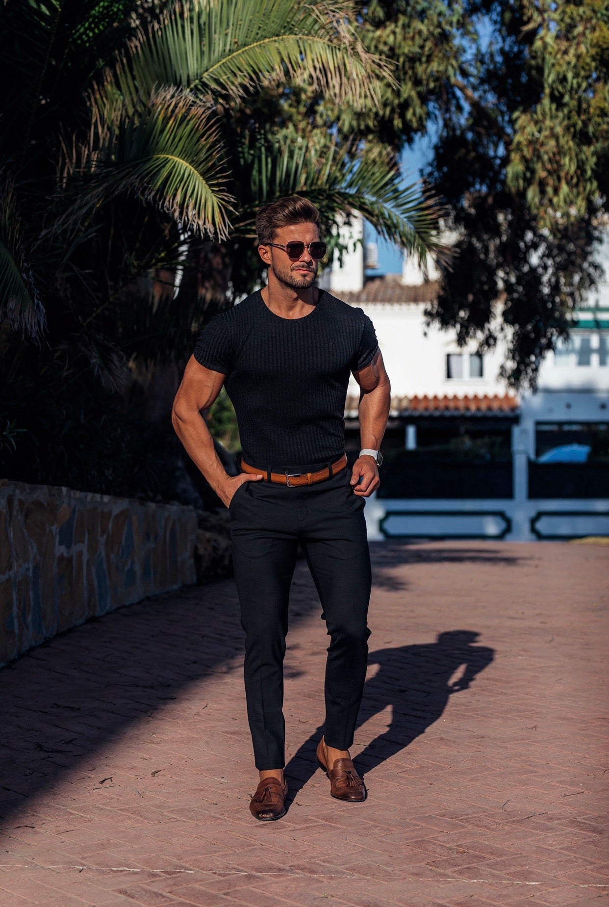 Slim Formal Black Stretch Trousers - FST034