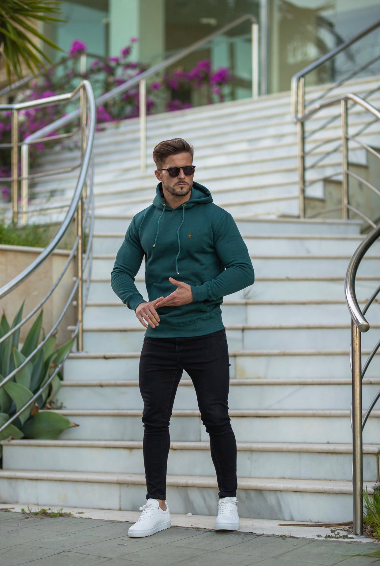 Forest Green & Gold Overhead Hoodie Jumper - FSH548
