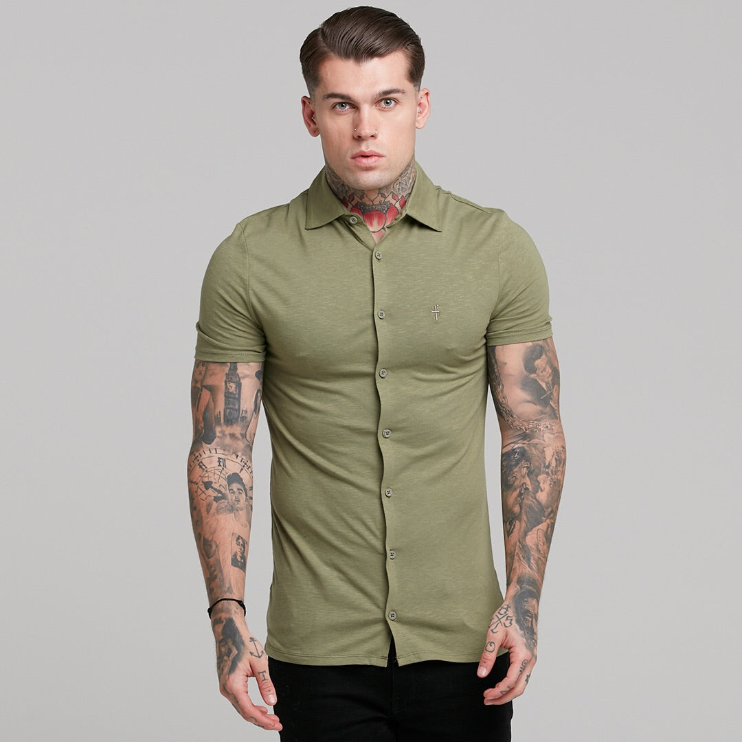 Super Slim Khaki Jersey Short Sleeve - FSH014 (LAST CHANCE)