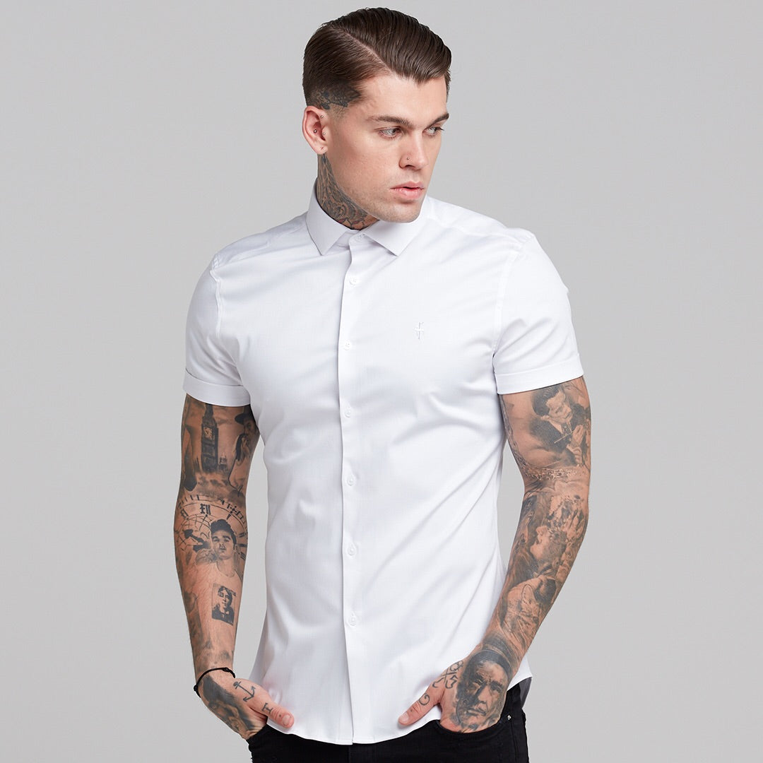 Slim Sateen Classic White with White Embroidery - FS395