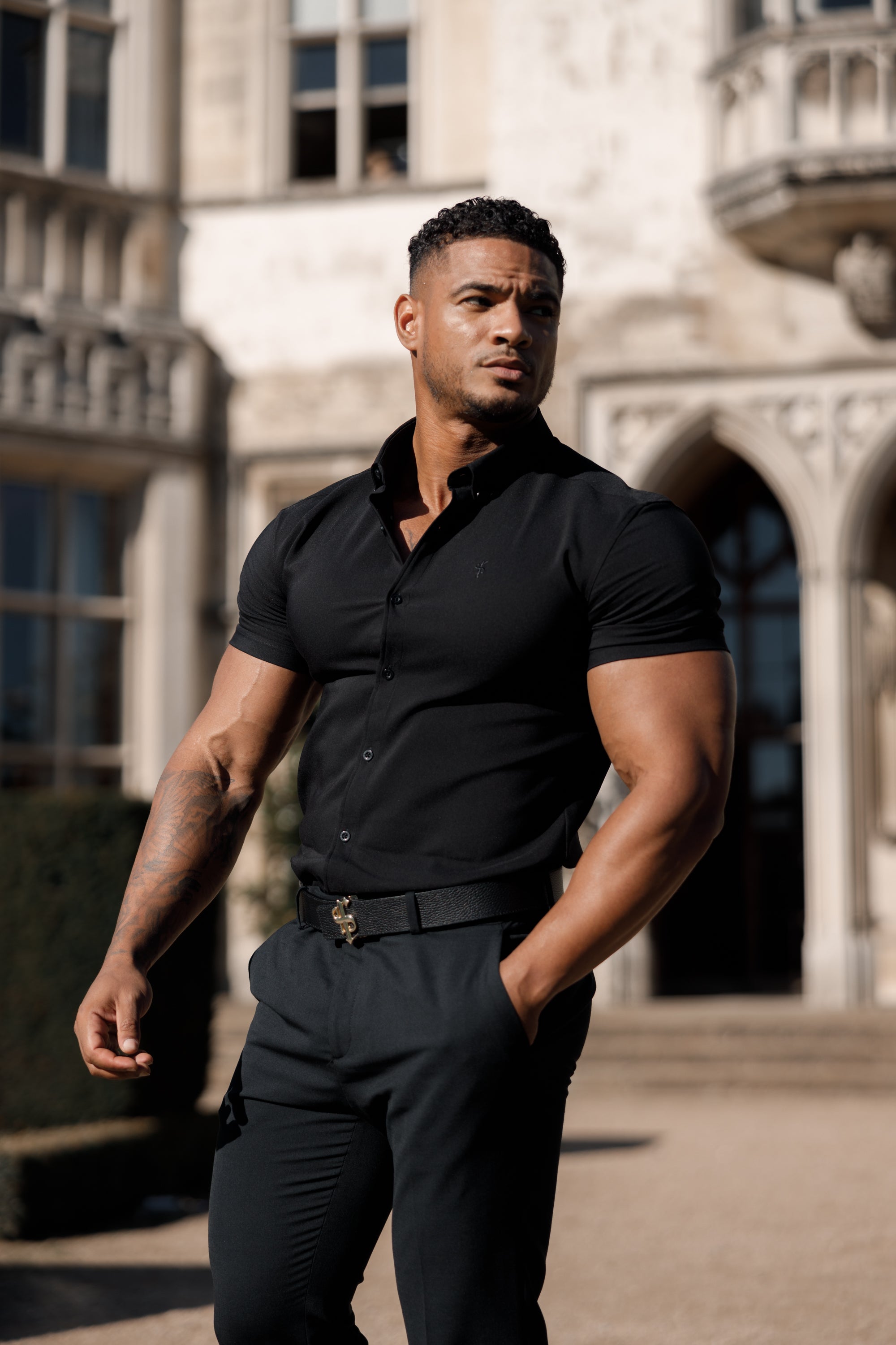 Super Slim Scuba Black Short Sleeve Stretch - FS830