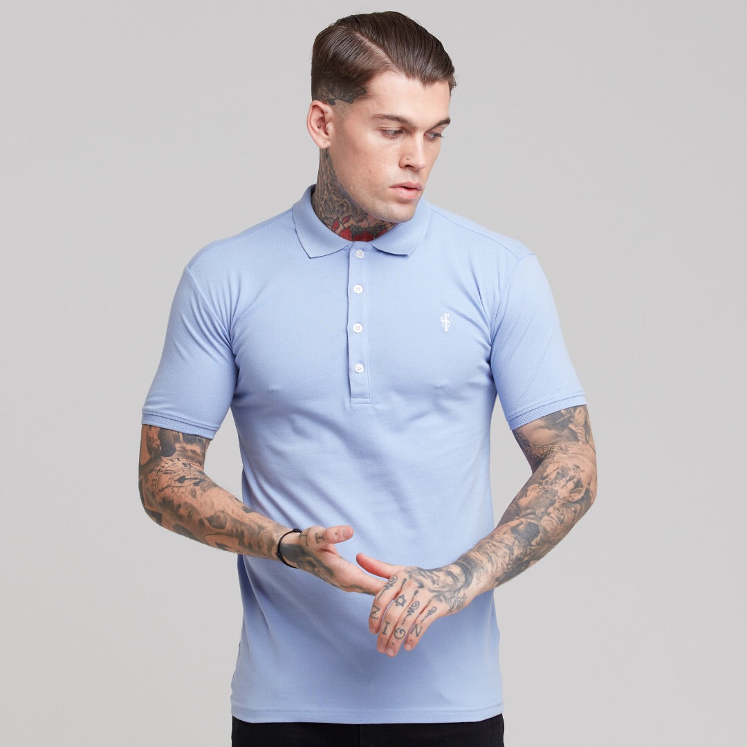 Classic Black Polo Shirt with Tonal Button and Embroidery