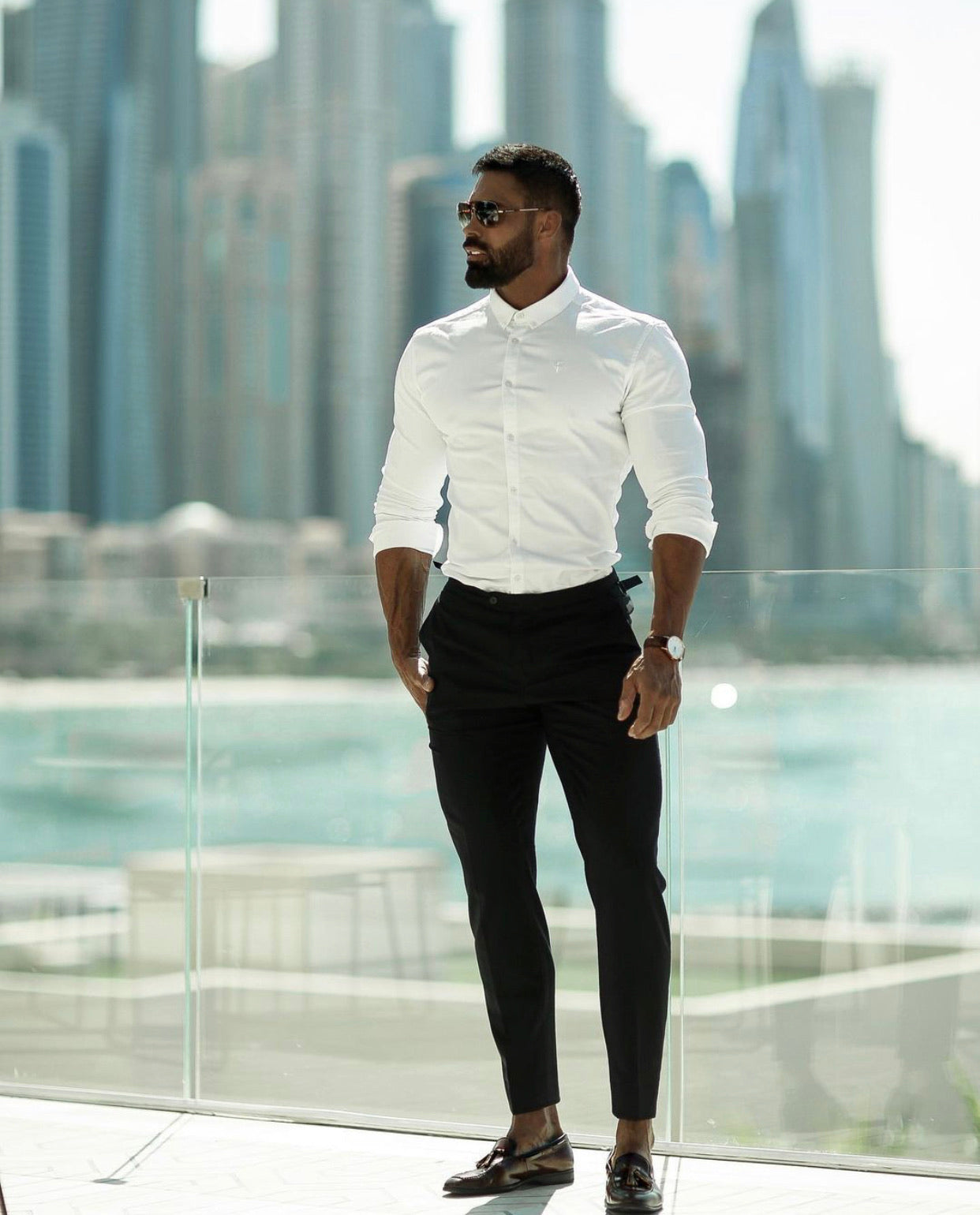 Slim Formal Black Stretch Trousers - FST034