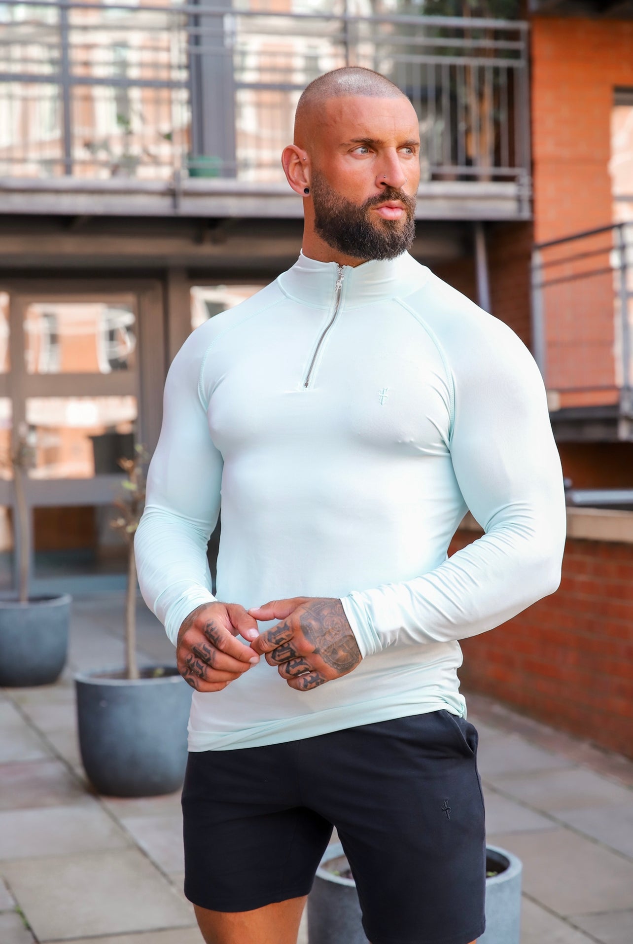 Long Sleeve Mint Half Zip Gym Top - FSH750