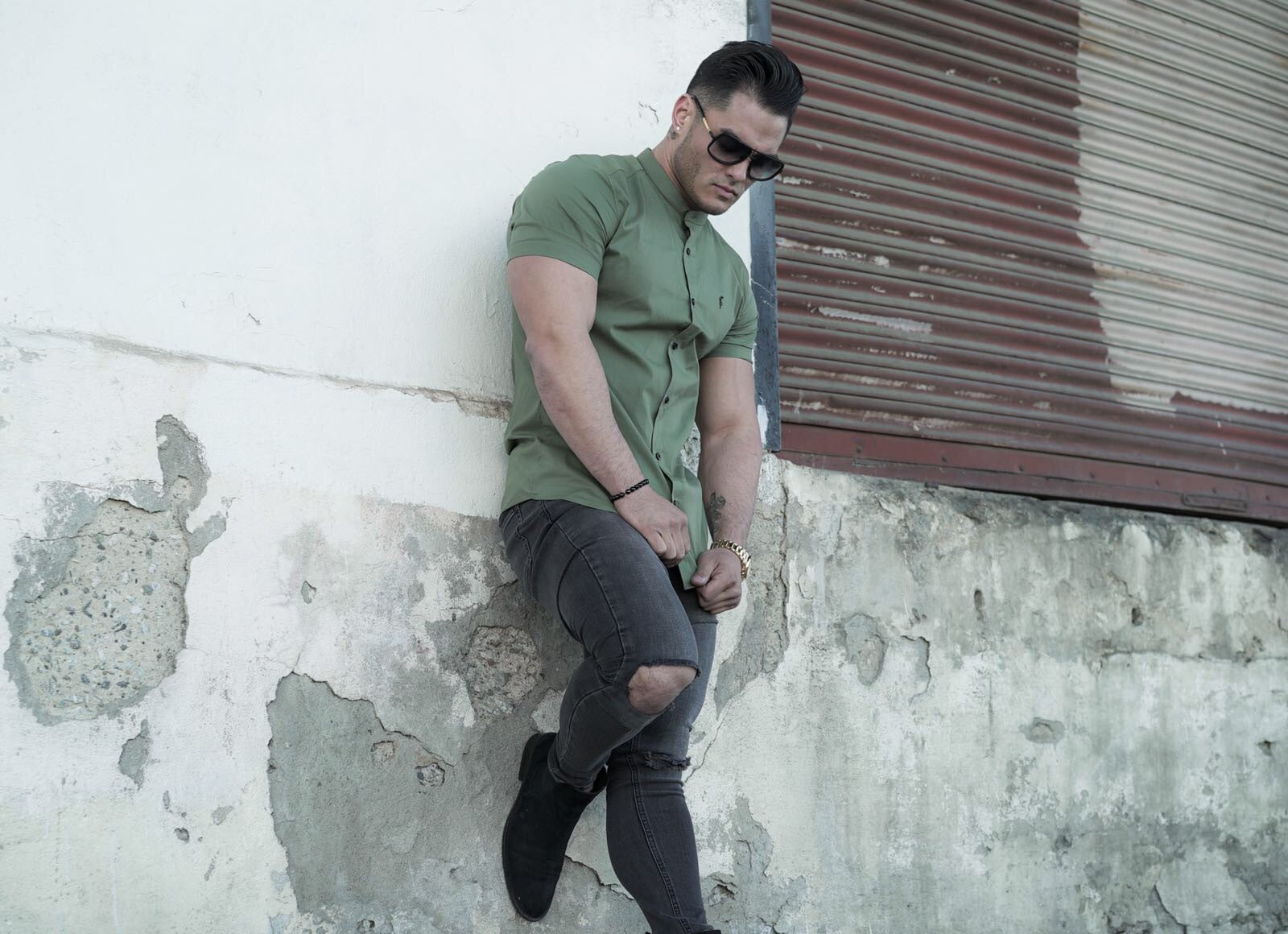 Stretch Washed Black Ripped Tapered Ankle Skinny Jeans - FSH227