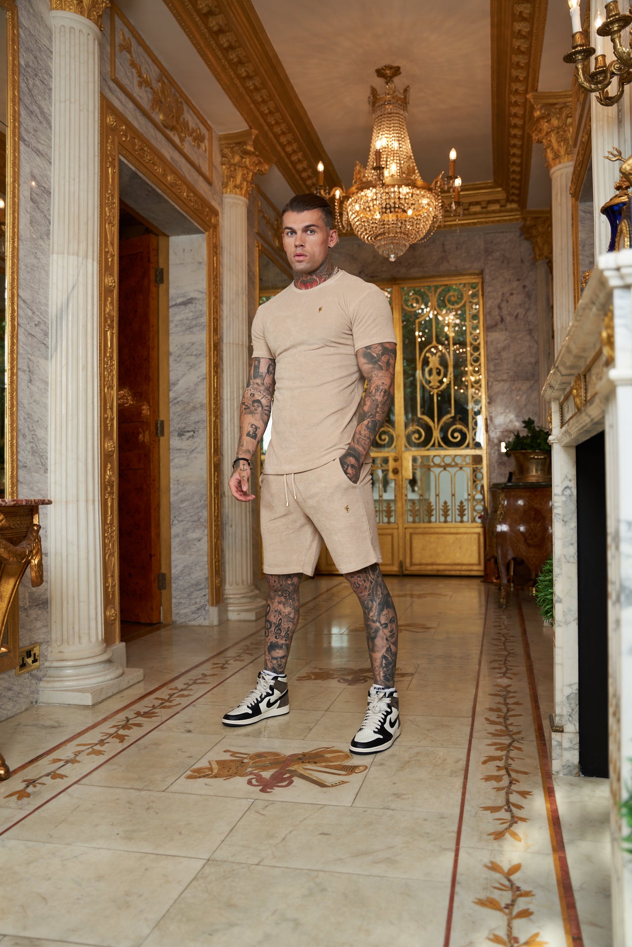 Beige Towelling Shorts - FSTS663