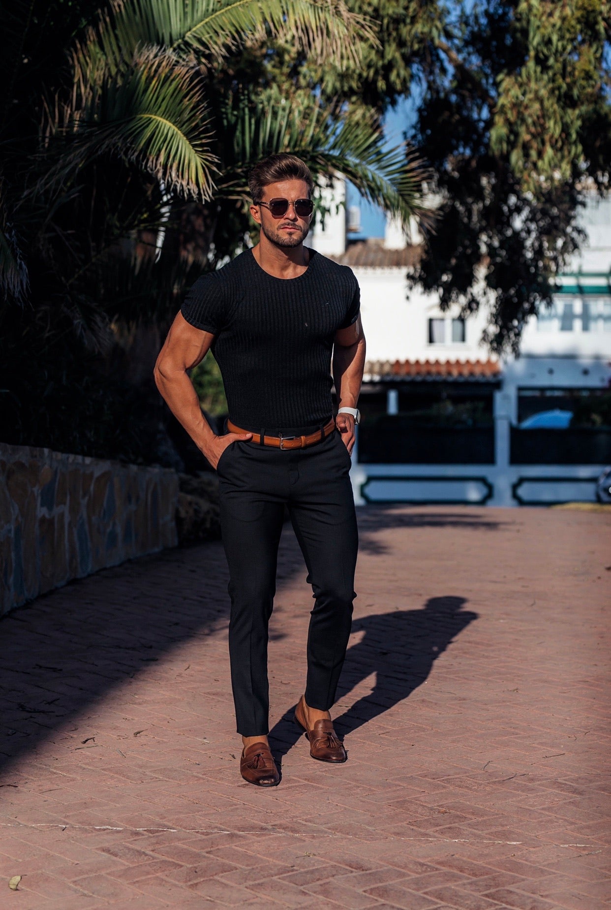 Slim Formal Black Stretch Trousers - FST034