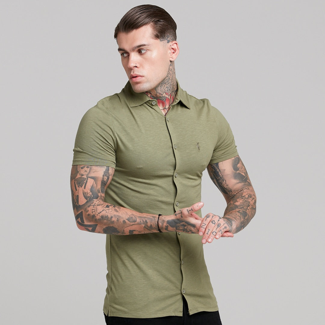 Super Slim Khaki Jersey Short Sleeve - FSH014 (LAST CHANCE)