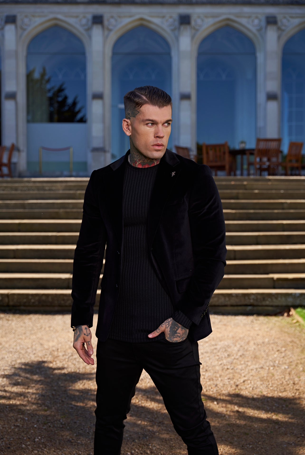 Slim Luxury Black Velvet Jacket- FSY001
