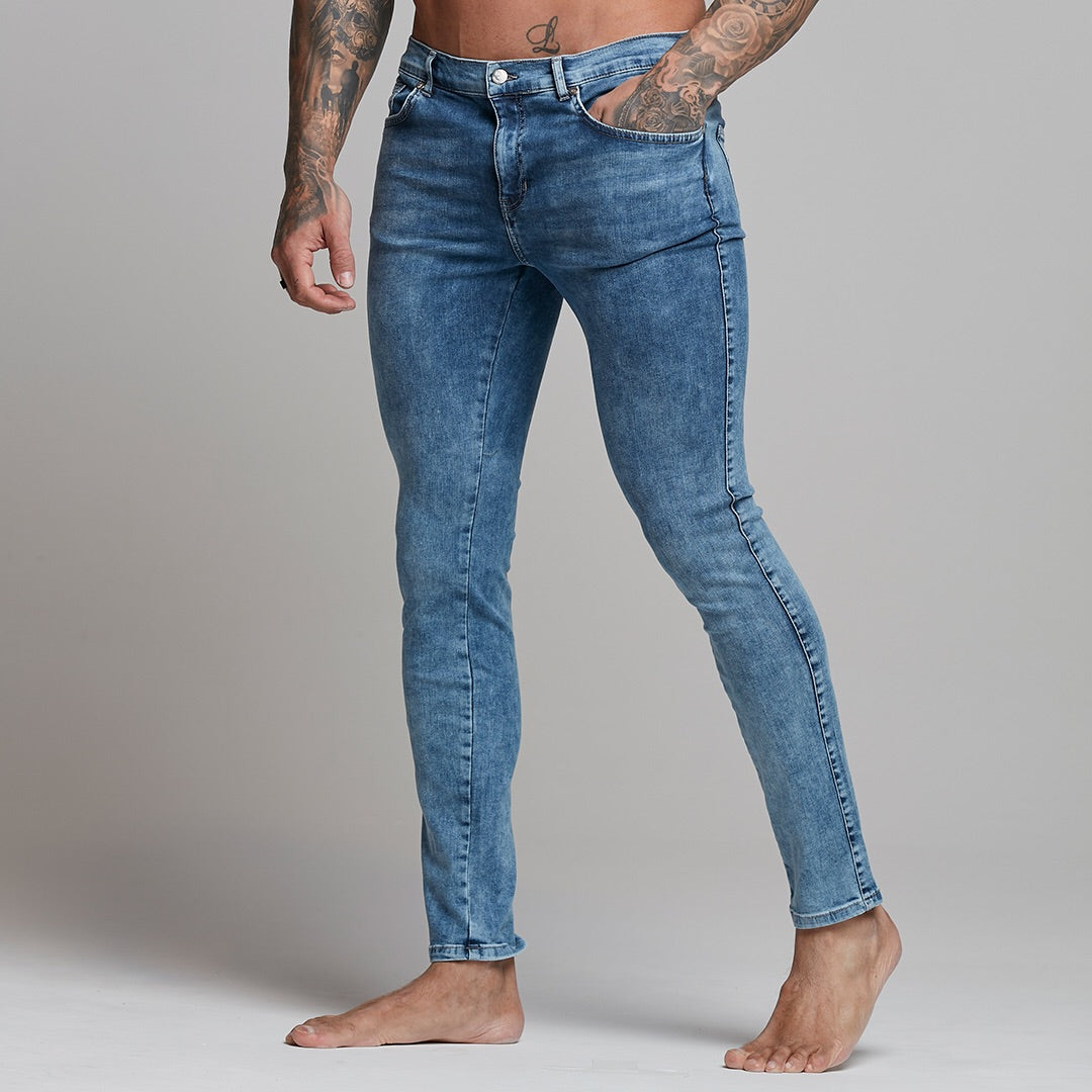 Slim Stretch Blue Acid Wash Jeans - FSH306