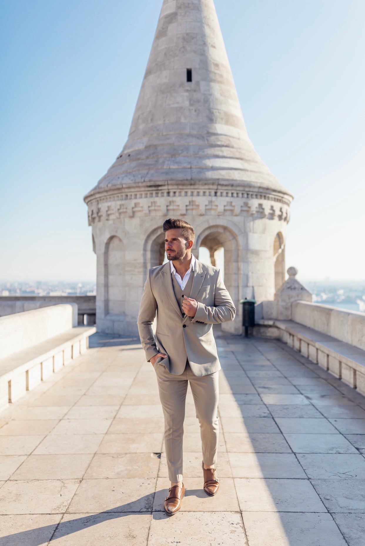 Slim Formal Suit Jacket Plain Beige - FSJKT003