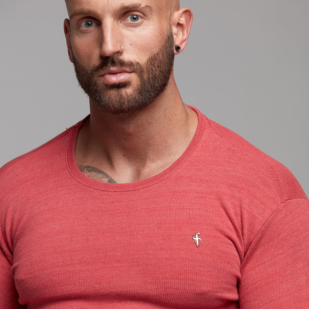 Classic Red Marl Super Slim Jumper - FSH231