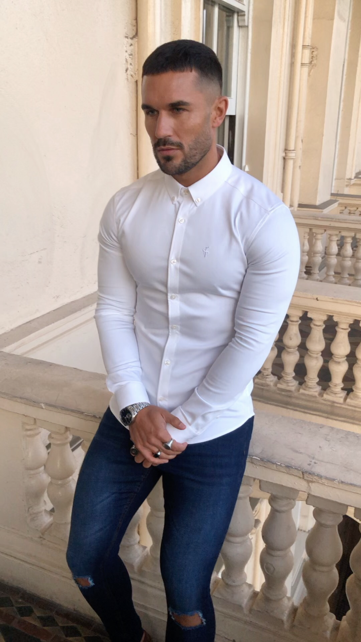 Slim Stretch Denim Blue Ultra Tapered Ripped Ankle Jeans - FSM013 (LAST CHANCE)