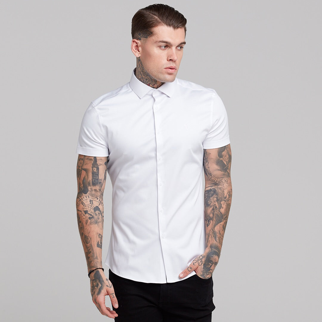 Slim Sateen Classic White with White Embroidery - FS395