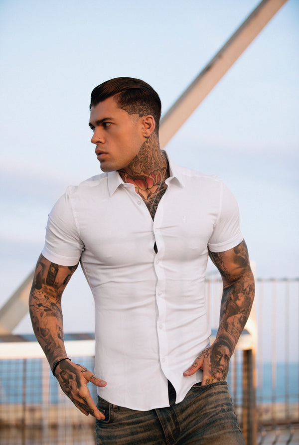 Father Sons Super Slim Luxe Ultra Stretch Classic White Short Sleeve -  FS332