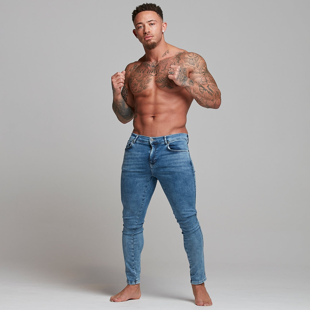 Slim Stretch Blue Acid Wash Jeans - FSH306
