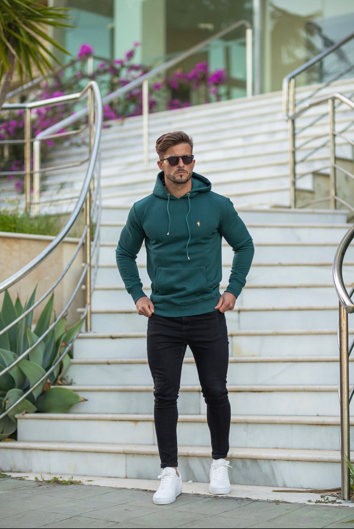 Forest Green & Gold Overhead Hoodie Jumper - FSH548