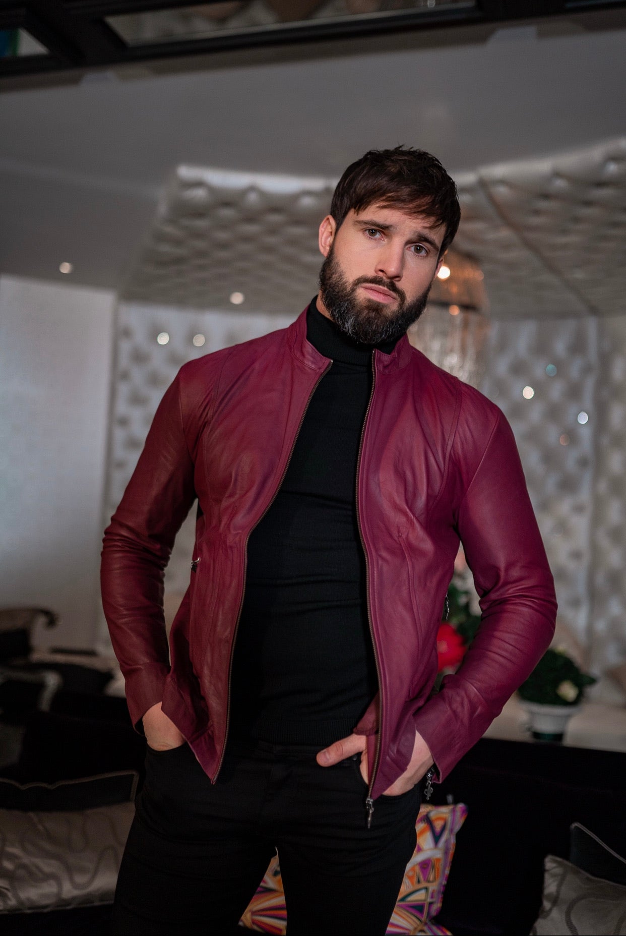 Oxblood Lambs Leather Jacket - FSH257