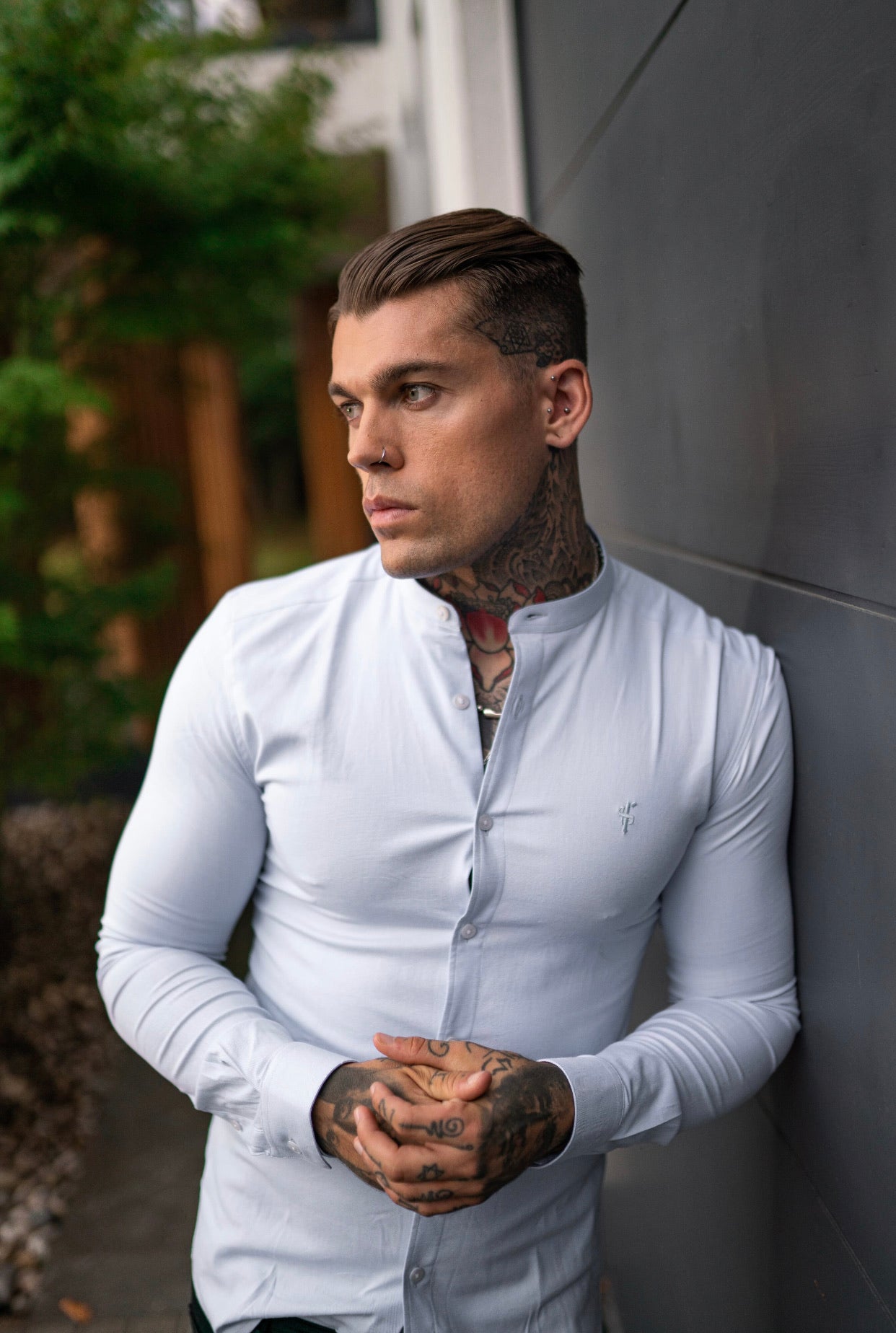 Super Slim Stretch Classic Oxford White Grandad Collar - FS732