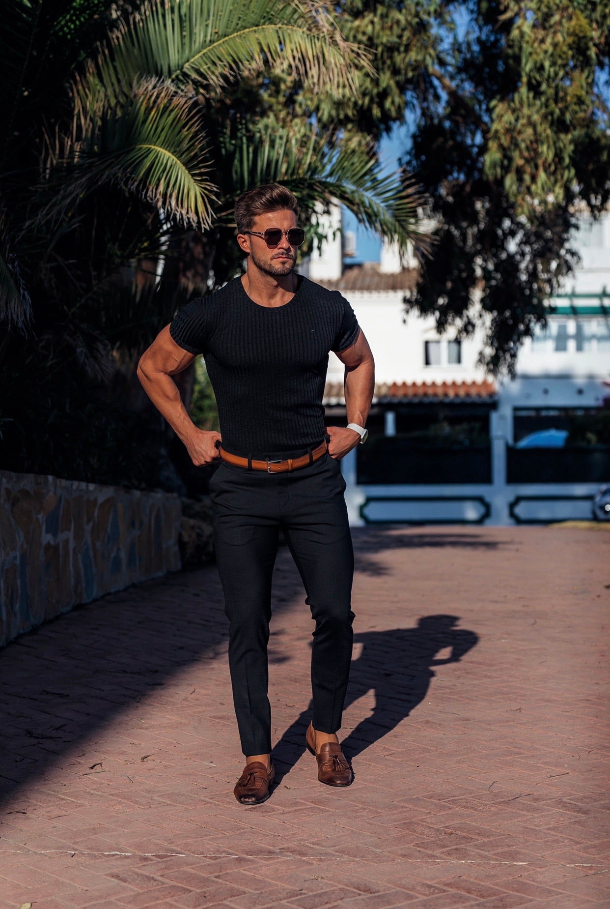 Slim Formal Black Stretch Trousers - FST034
