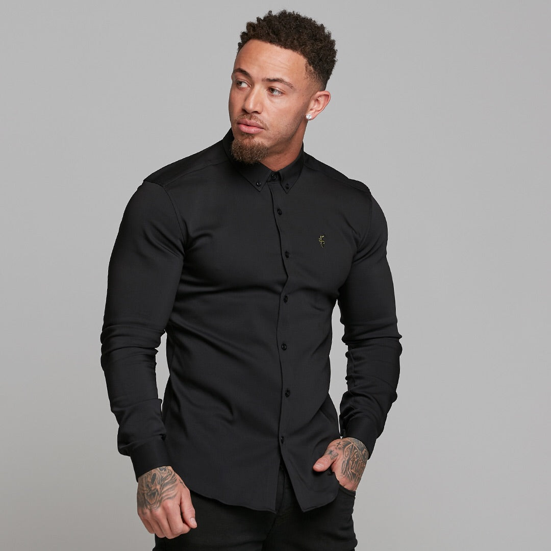 Super Slim Ultra Stretch Classic Black (Khaki Embroidery) - FS480