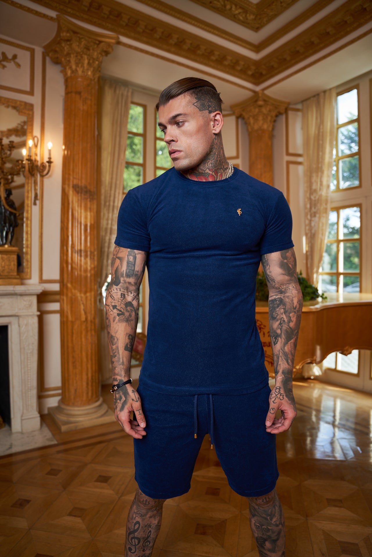 New French Navy Towelling Shorts - FSH657