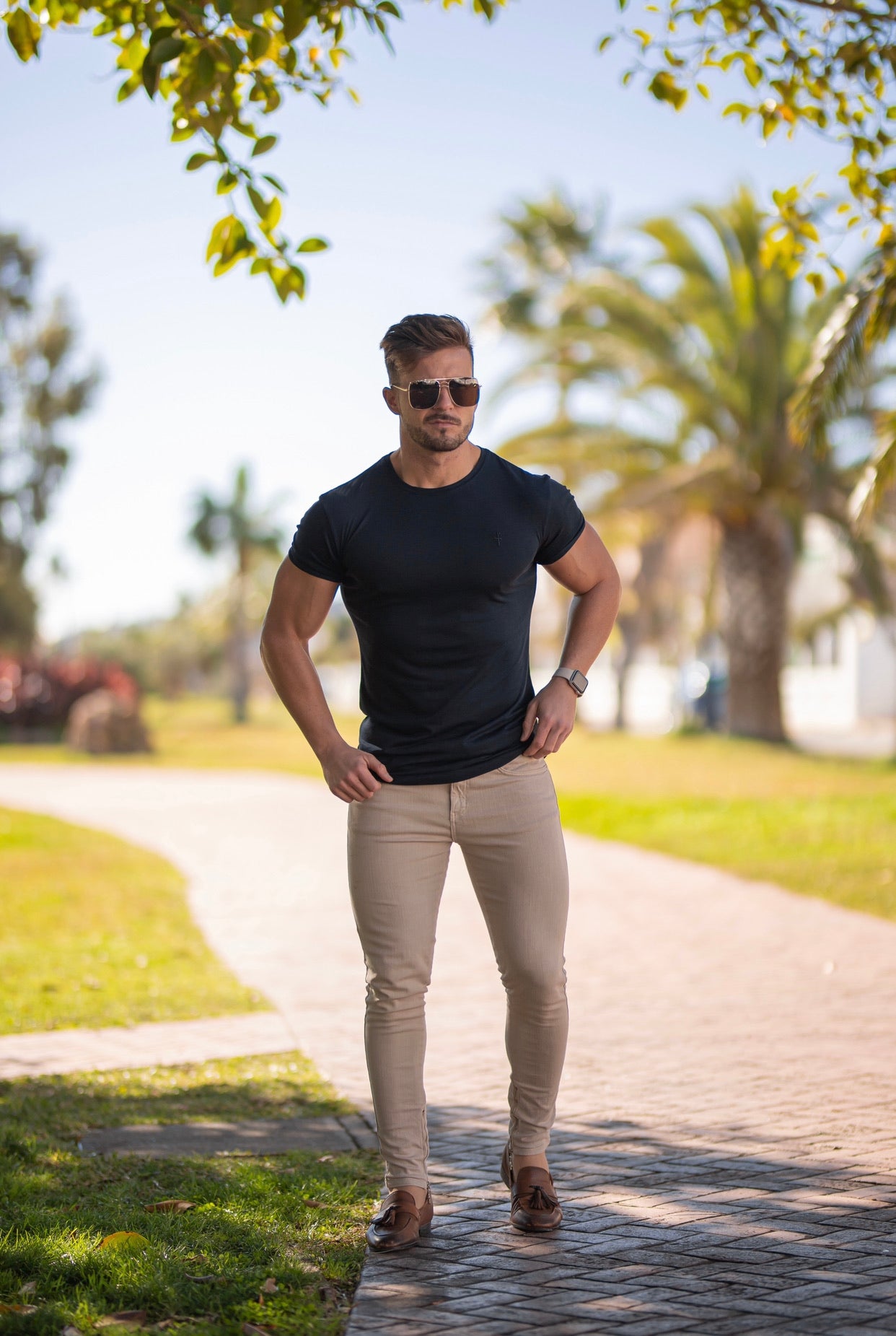 Navy Bamboo Crew T Shirt - FSH579