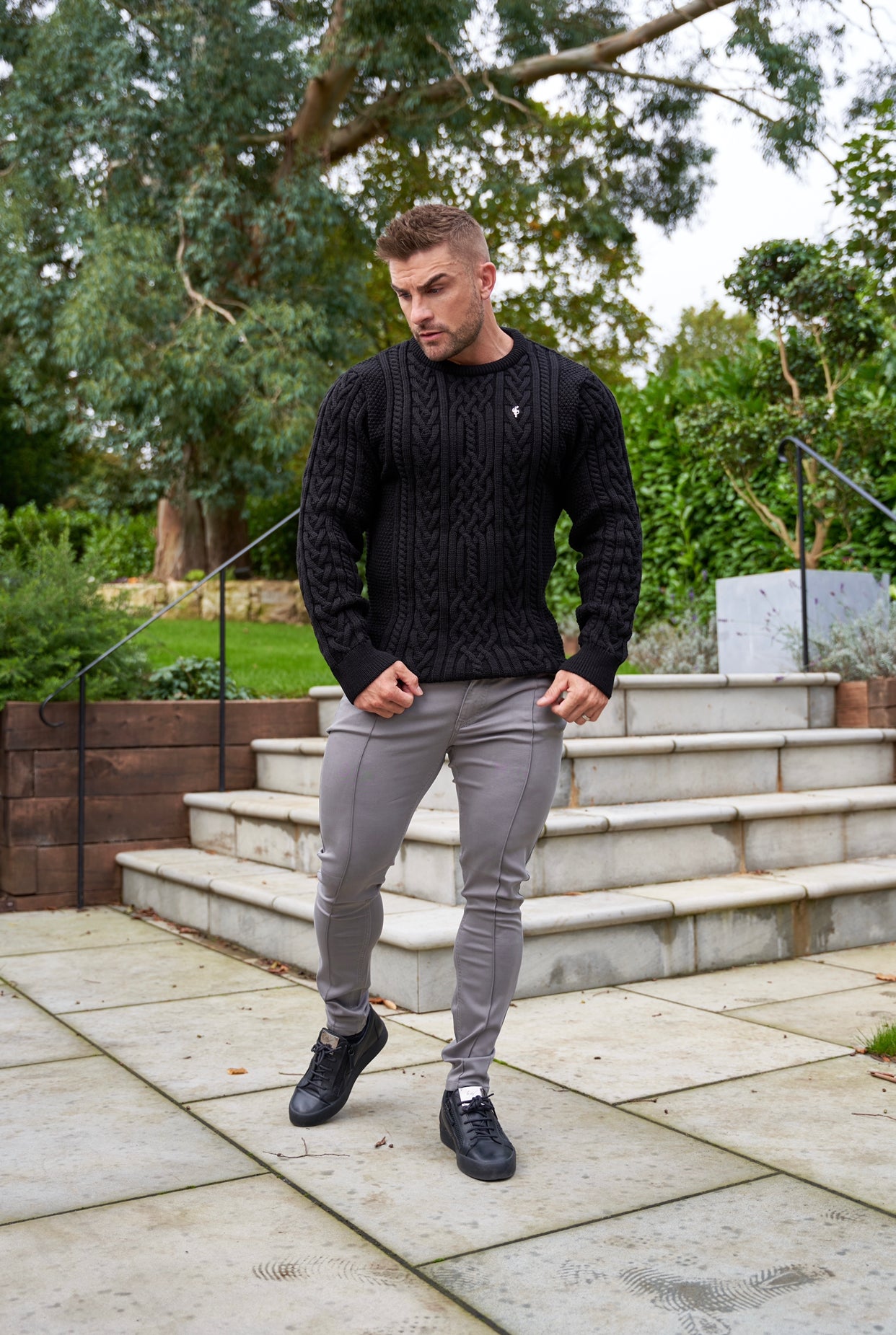 Slim Stretch Slate Grey Sateen Pintuck Trousers - FSH716