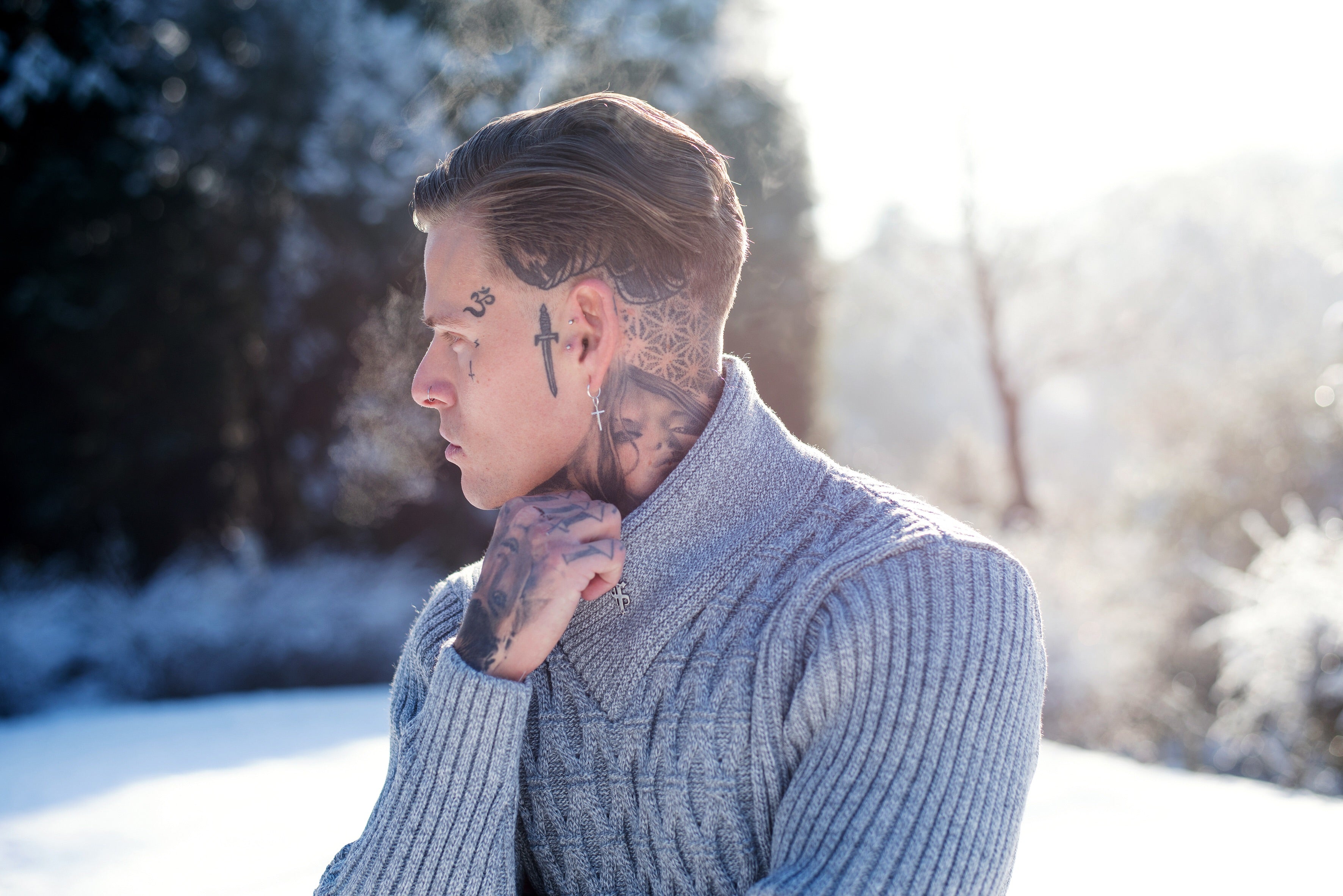 Chunky Cable Knit Grey and White Jumper - FSJ005