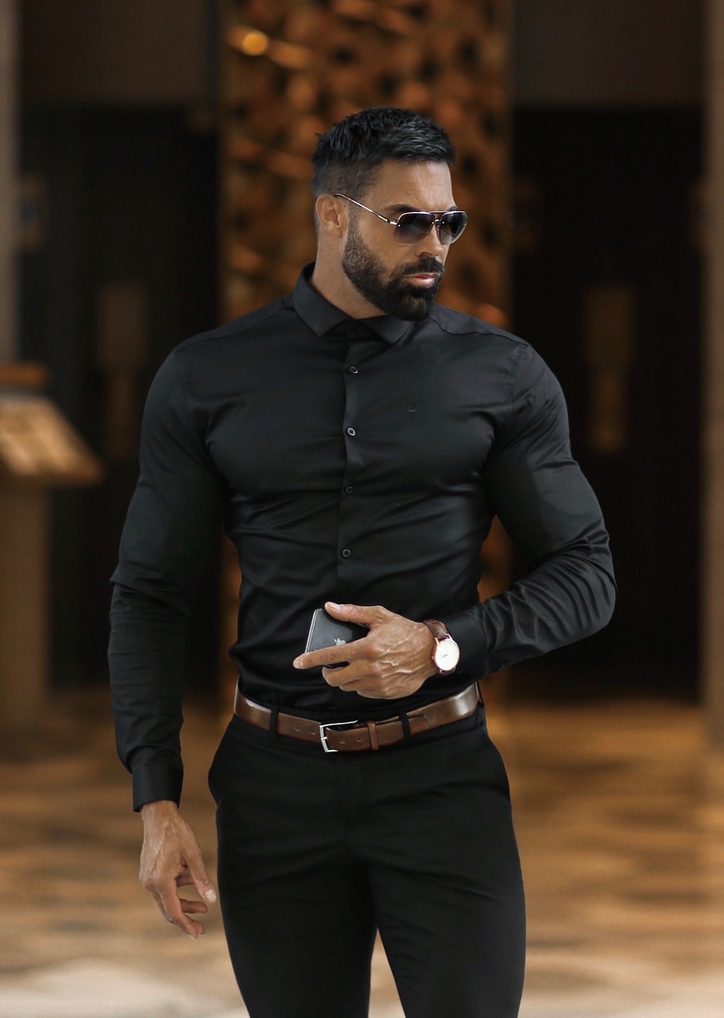 Slim Sateen Classic Black Long Sleeve - FS545