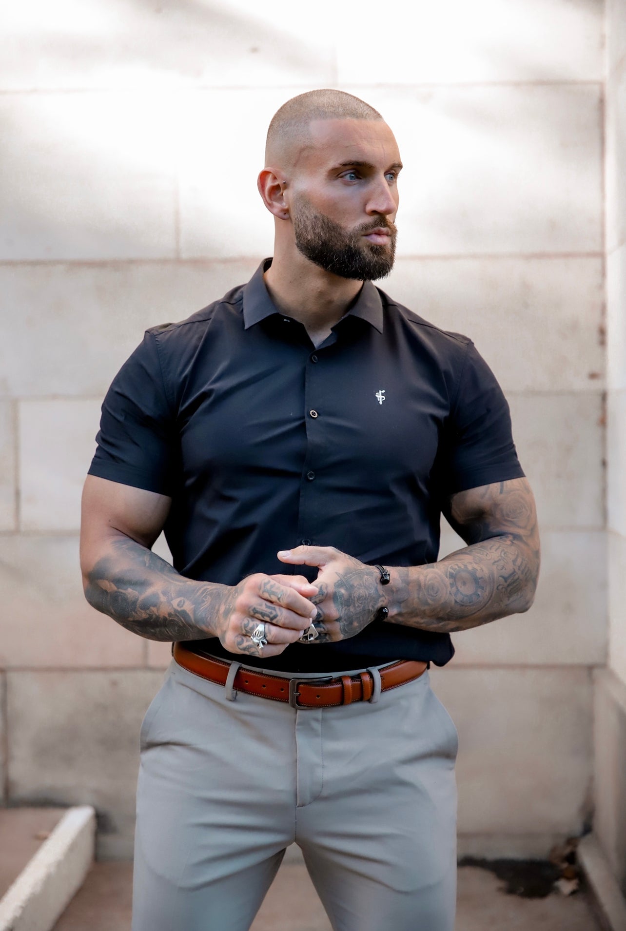 Boxy Stretch Black Short Sleeve - FSBOXY899