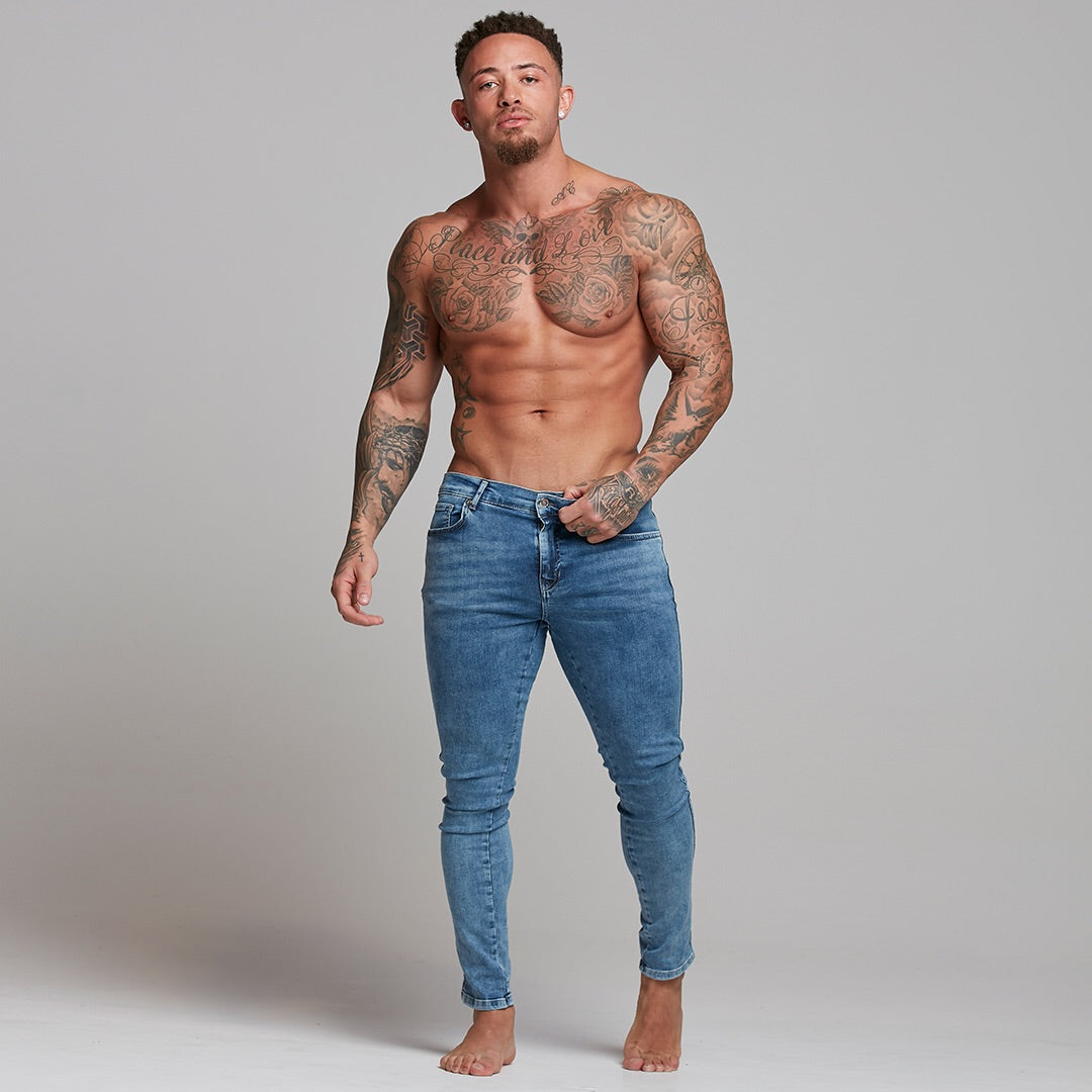Slim Stretch Blue Acid Wash Jeans - FSH306