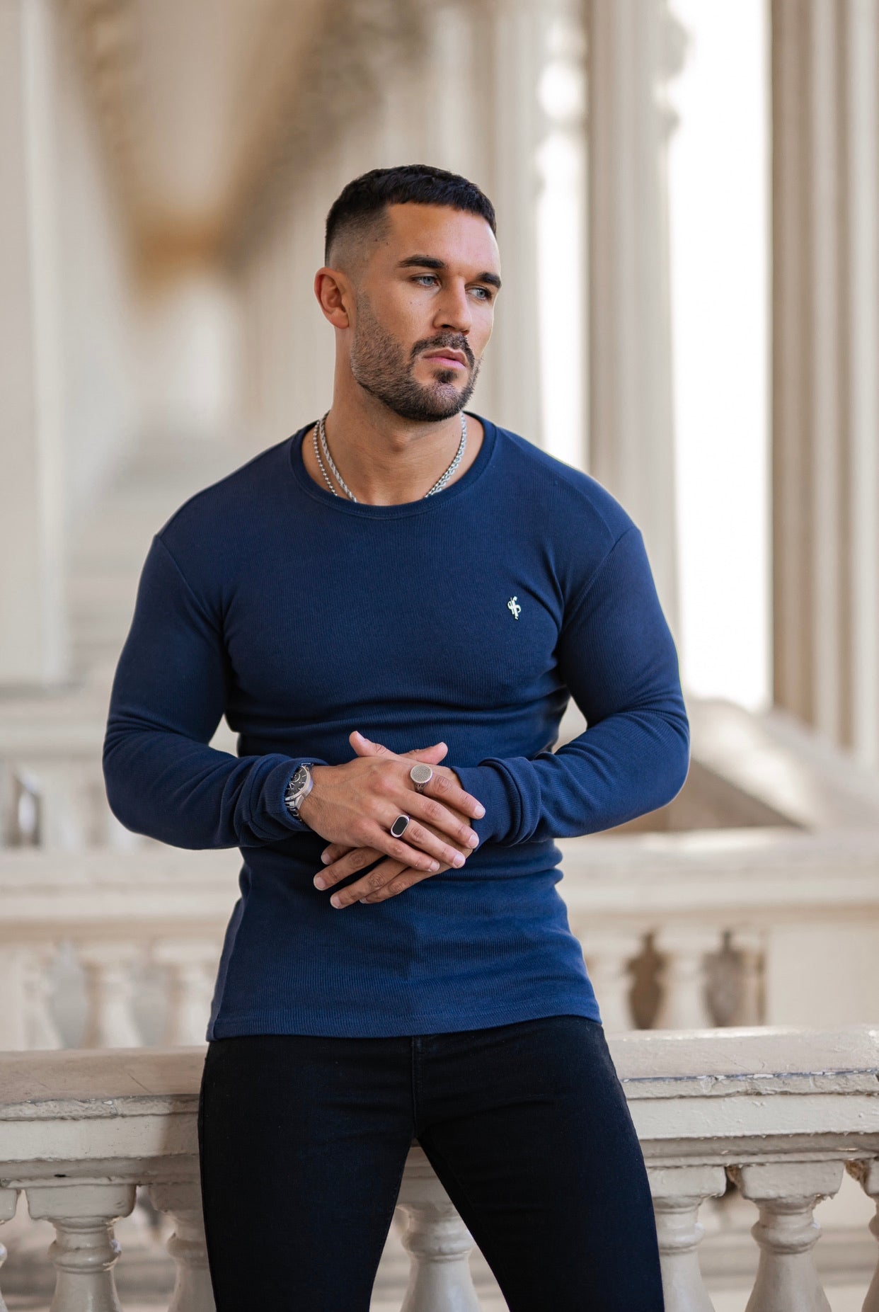 Classic Navy Super Slim Jumper - FSH410