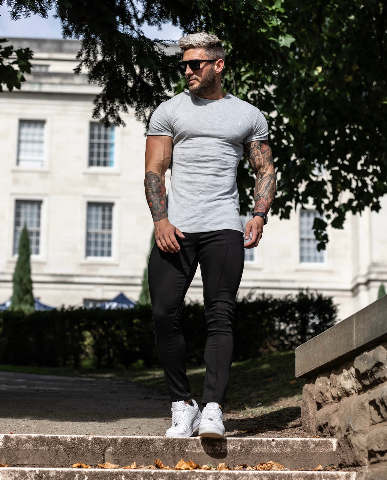 Silver Grey Slub Crew Short Sleeve - FSH689