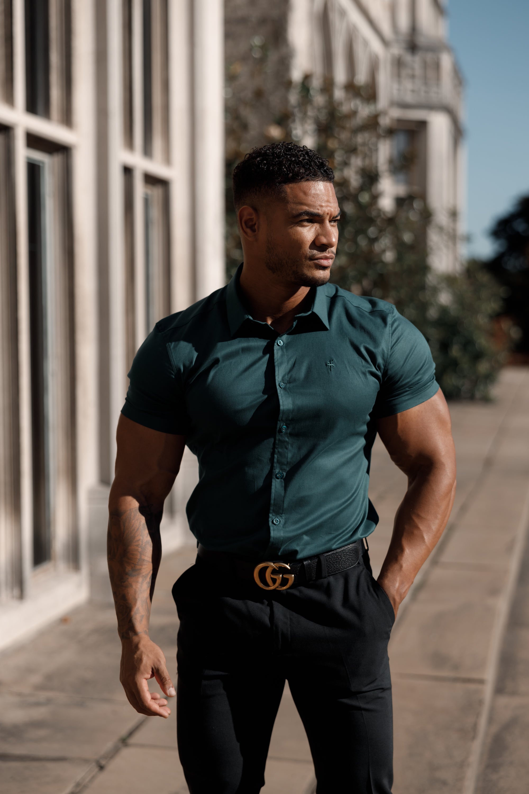 Super Slim Luxe Ultra Stretch Classic Forest Green Short Sleeve - FS675