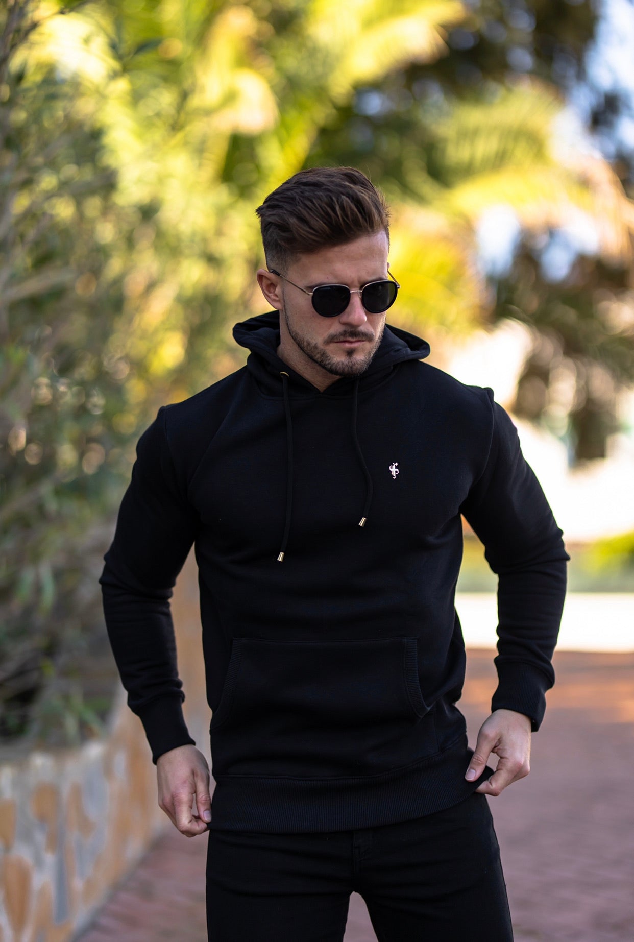 Black & Gold Overhead Hoodie Jumper - FSH545