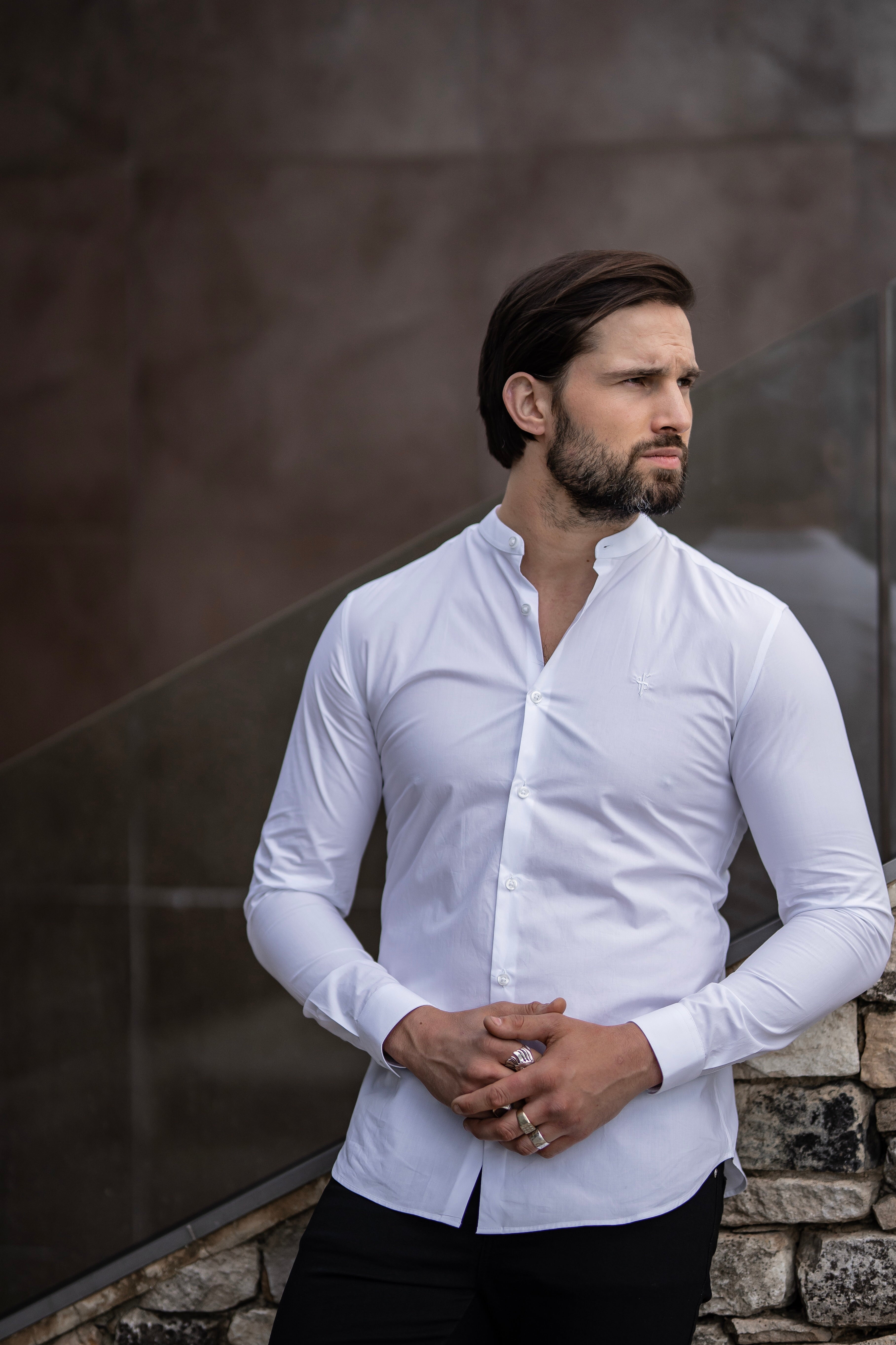 Classic Fit White Grandad Collar - FS557 (LAST CHANCE)