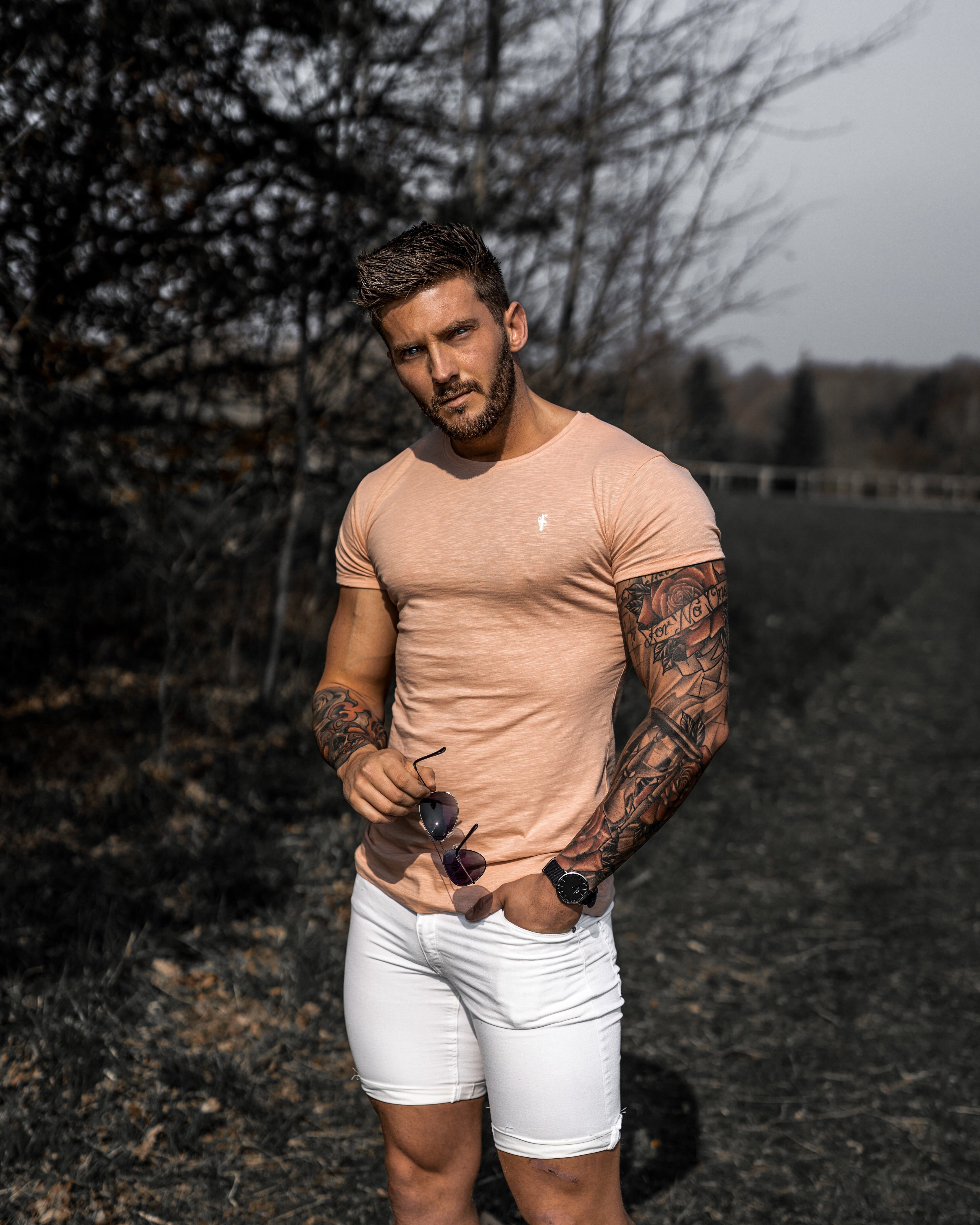 Peach Short Sleeve Slub Crew - FSH324