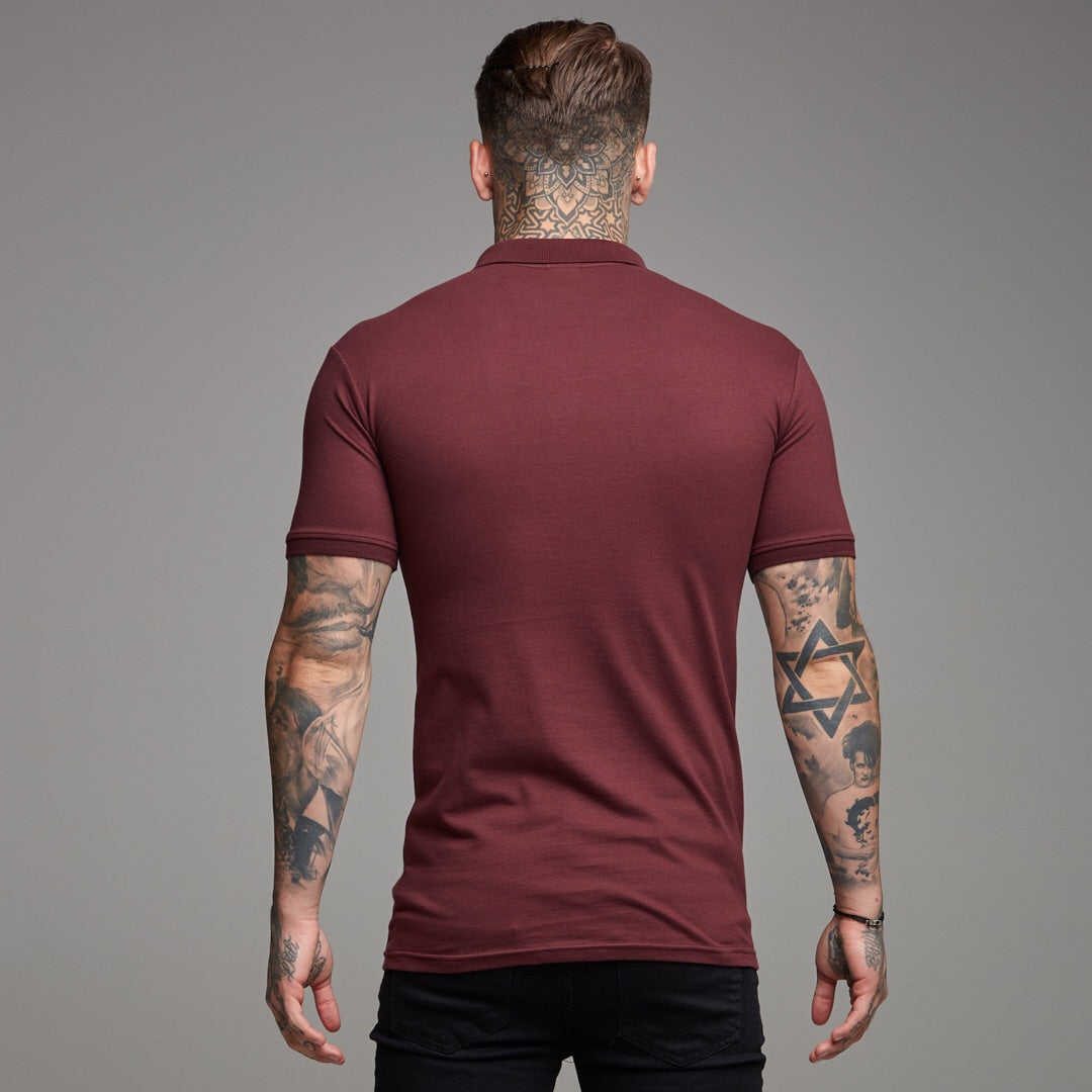 Classic Burgundy and Black Zipped Polo Shirt - FSH333