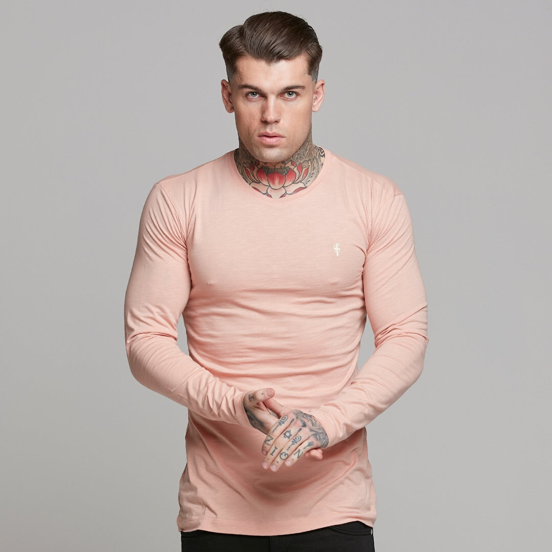Peach Long Sleeve Slub Crew - FSH325